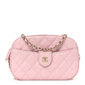 Lambskin Quilted Chain Camera Bag Light Pink