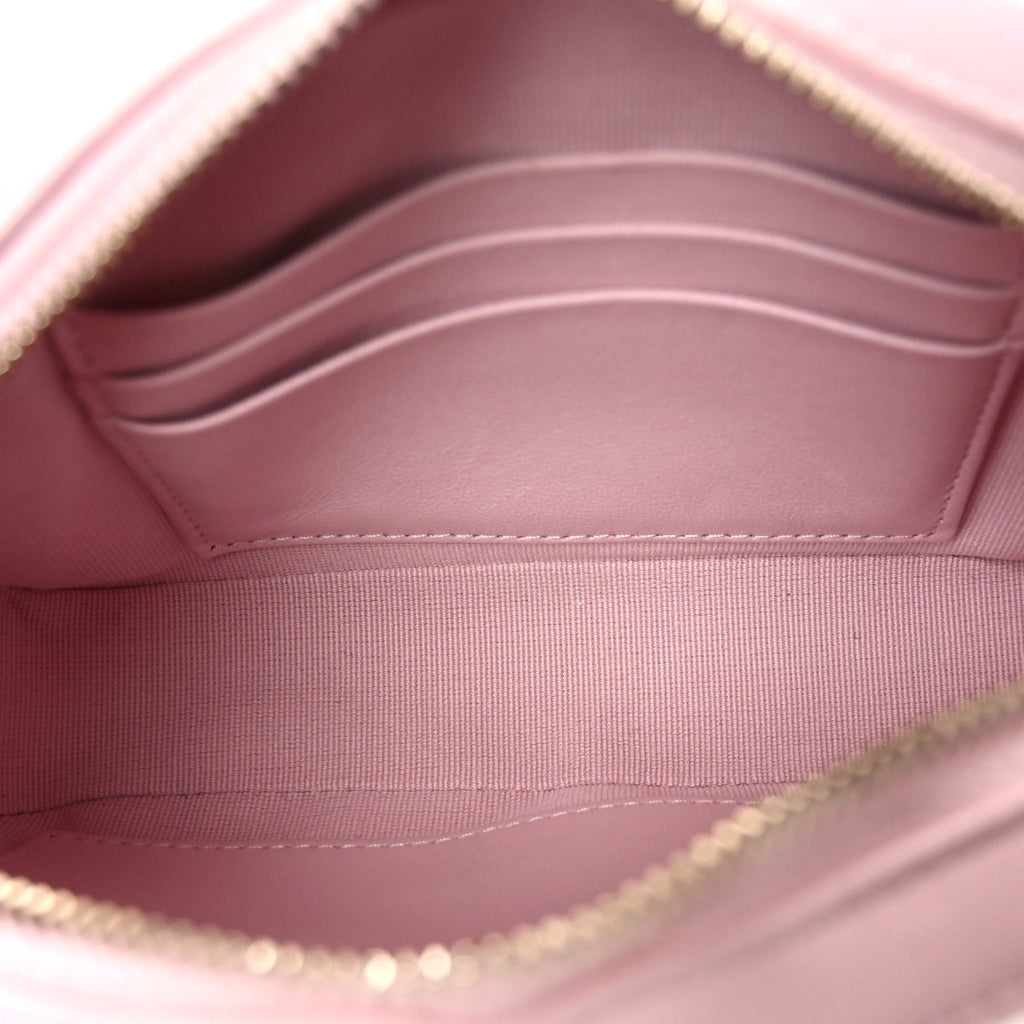 Lambskin Quilted Chain Camera Bag Light Pink