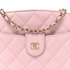 Lambskin Quilted Chain Camera Bag Light Pink