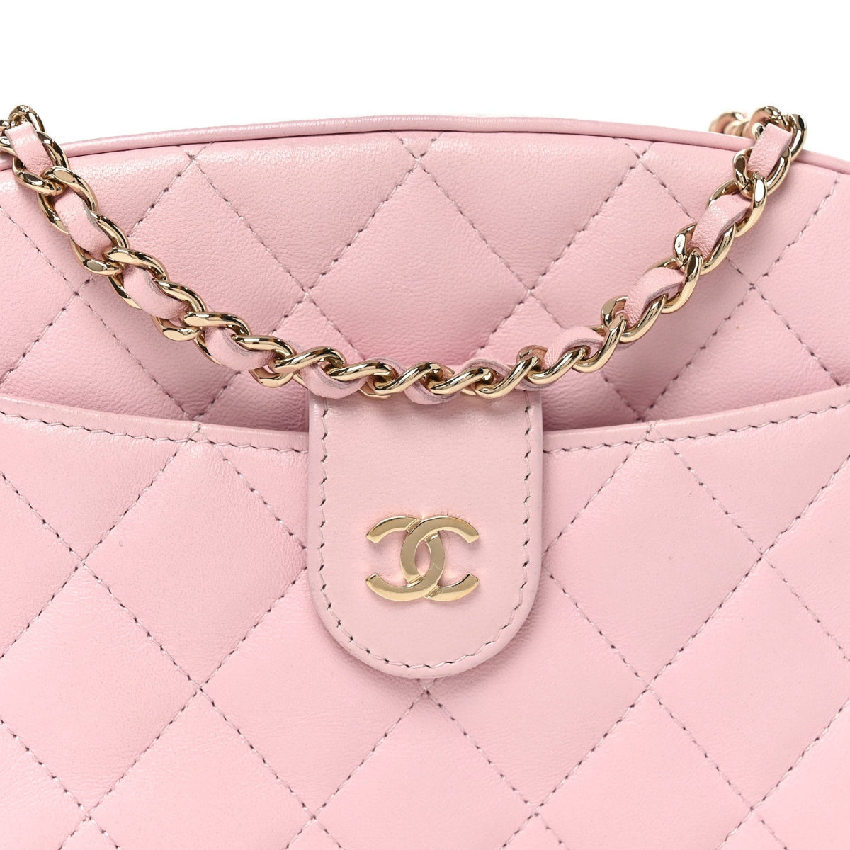 Lambskin Quilted Chain Camera Bag Light Pink