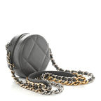 Lambskin Quilted Chanel 19 Round Clutch With Chain Grey