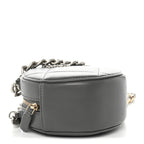 Lambskin Quilted Chanel 19 Round Clutch With Chain Grey