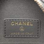 Lambskin Quilted Chanel 19 Round Clutch With Chain Grey