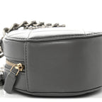 Lambskin Quilted Chanel 19 Round Clutch With Chain Grey