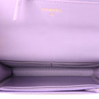 Lambskin Quilted Chanel 19 Wallet On Chain WOC Light Purple