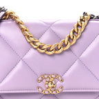 Lambskin Quilted Chanel 19 Wallet On Chain WOC Light Purple