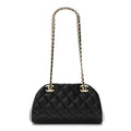 Lambskin Quilted Clutch With Chain Black White