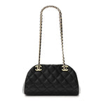 Lambskin Quilted Clutch With Chain Black White