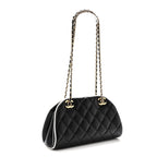Lambskin Quilted Clutch With Chain Black White