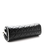 Lambskin Quilted Clutch With Chain Black White