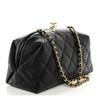 Lambskin Quilted Clutch With Chain Black
