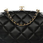 Lambskin Quilted Clutch With Chain Black