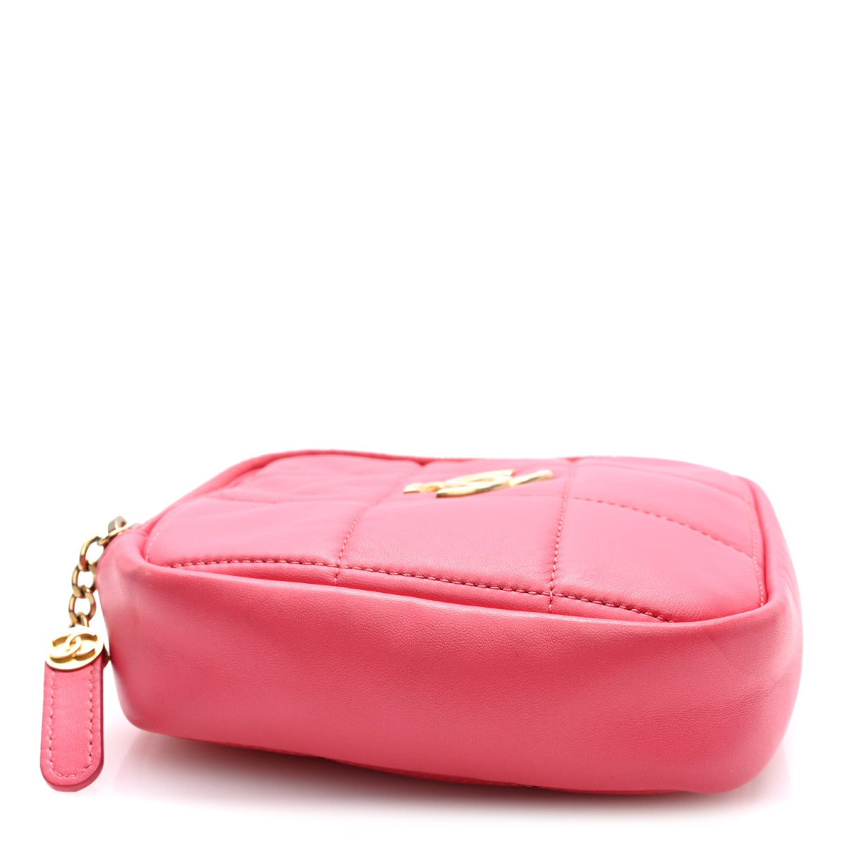 Lambskin Quilted Diamond Clutch With Chain Pink