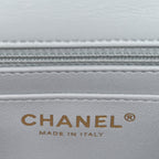Lambskin Quilted Extra Mini Rectangular Flap Light Blue