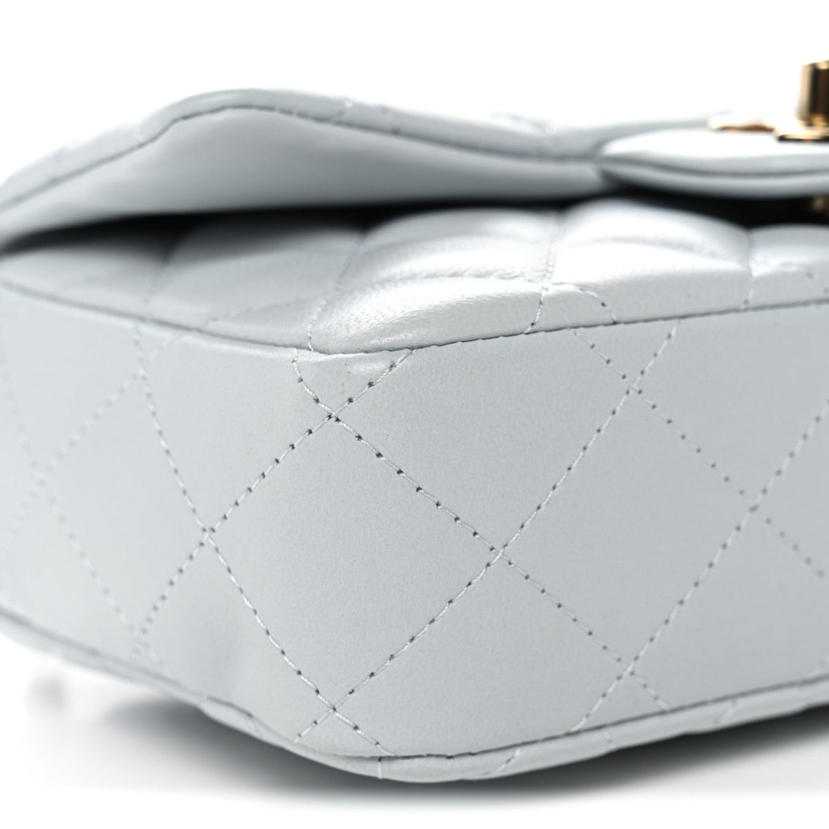 Lambskin Quilted Extra Mini Rectangular Flap Light Blue
