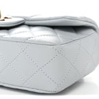 Lambskin Quilted Extra Mini Rectangular Flap Light Blue