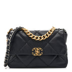 Lambskin Quilted Large Chanel 19 Flap Navy Blue