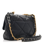 Lambskin Quilted Large Chanel 19 Flap Navy Blue