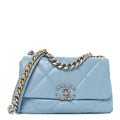 Lambskin Quilted Medium Chanel 19 Flap Light Blue Light Blue