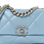 Lambskin Quilted Medium Chanel 19 Flap Light Blue Light Blue