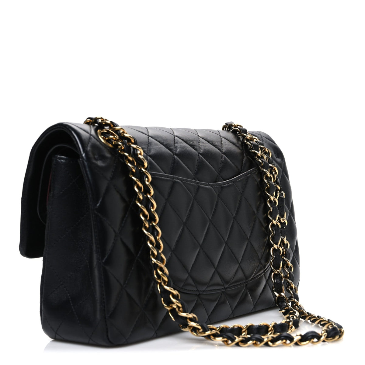 Lambskin Quilted Medium Double Flap Black