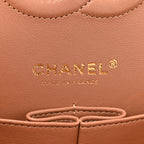 Lambskin Quilted Medium Double Flap Brown