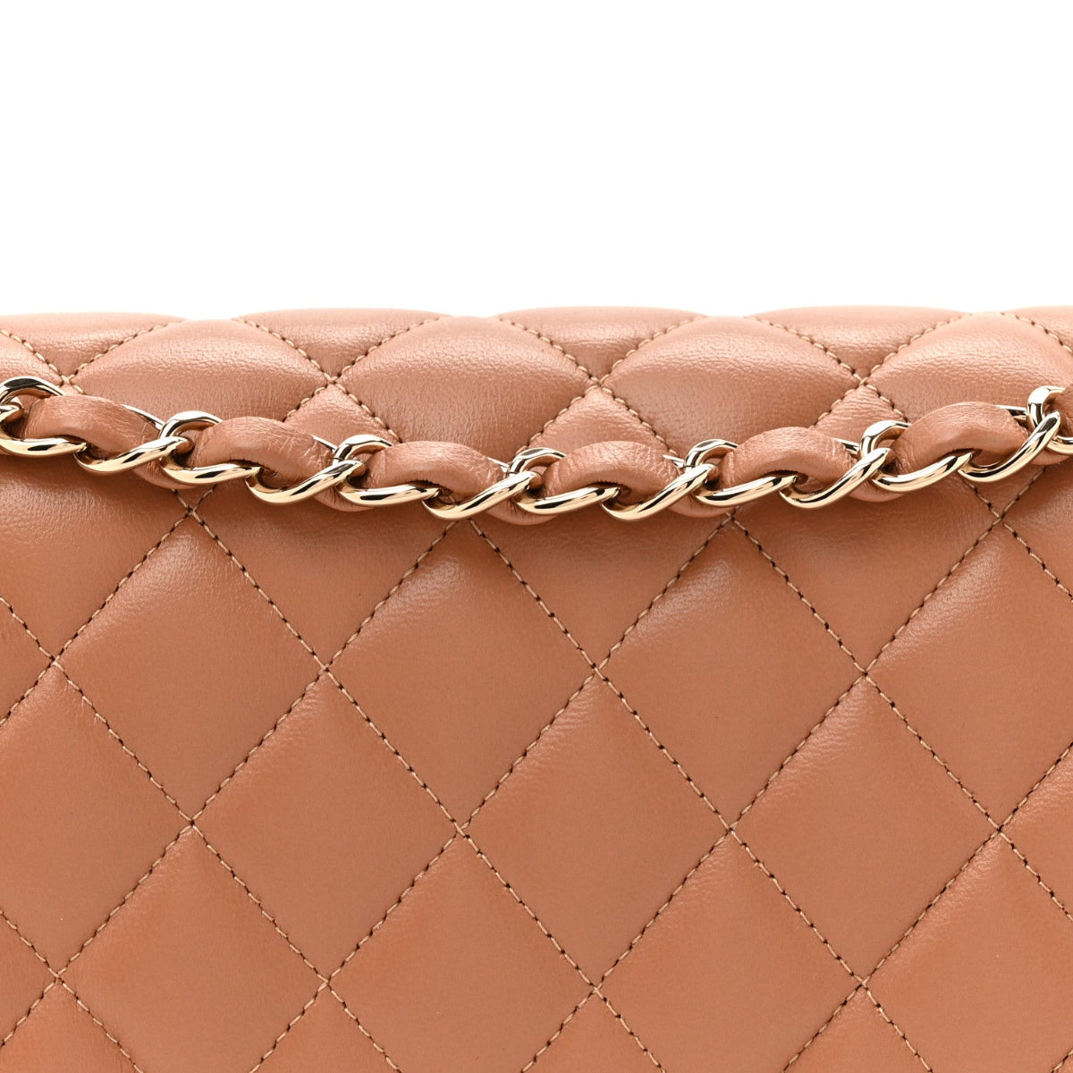 Lambskin Quilted Medium Double Flap Brown