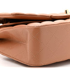 Lambskin Quilted Medium Double Flap Brown