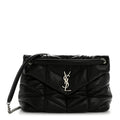 Lambskin Quilted Medium Loulou Puffer Monogram Chain Satchel Black