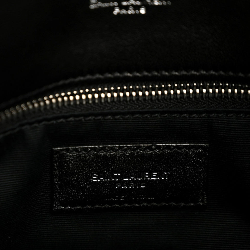 Lambskin Quilted Medium Loulou Puffer Monogram Chain Satchel Black