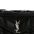 Lambskin Quilted Medium Loulou Puffer Monogram Chain Satchel Black