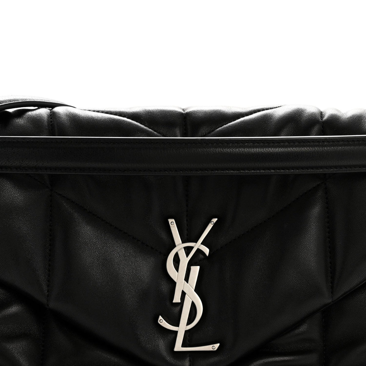 Lambskin Quilted Medium Loulou Puffer Monogram Chain Satchel Black