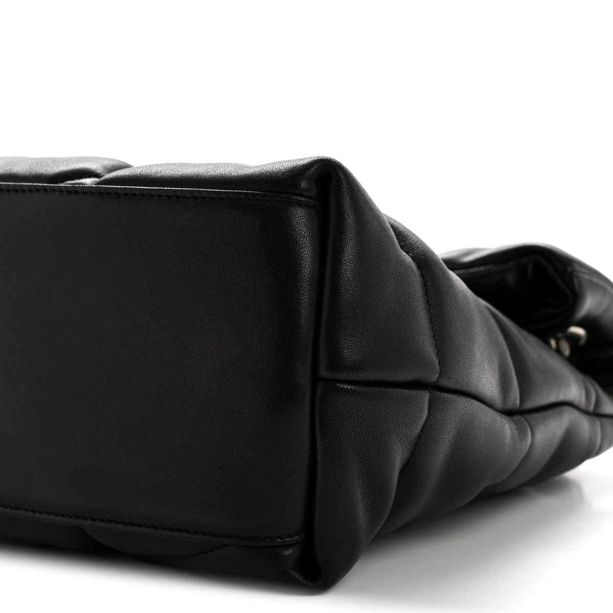 Lambskin Quilted Medium Loulou Puffer Monogram Chain Satchel Black