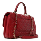 Lambskin Quilted Medium Trendy CC Flap Dual Handle Bag Dark Pink