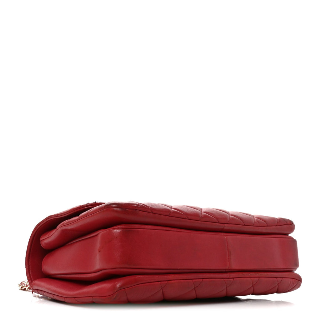 Lambskin Quilted Medium Trendy CC Flap Dual Handle Bag Dark Pink
