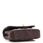 Lambskin Quilted Mini Flap Bag Charm With Hook Dark Brown