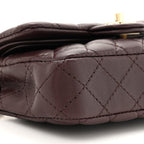 Lambskin Quilted Mini Flap Bag Charm With Hook Dark Brown