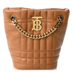 Lambskin Quilted Mini Lola Bucket Bag Maple Brown