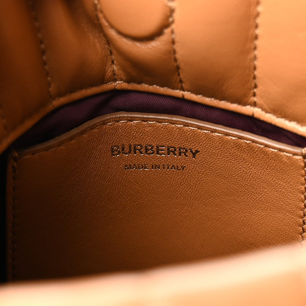 Lambskin Quilted Mini Lola Bucket Bag Maple Brown