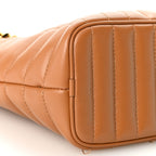 Lambskin Quilted Mini Lola Bucket Bag Maple Brown