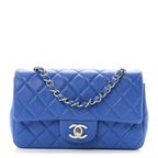 Lambskin Quilted Mini Rectangular Flap Blue
