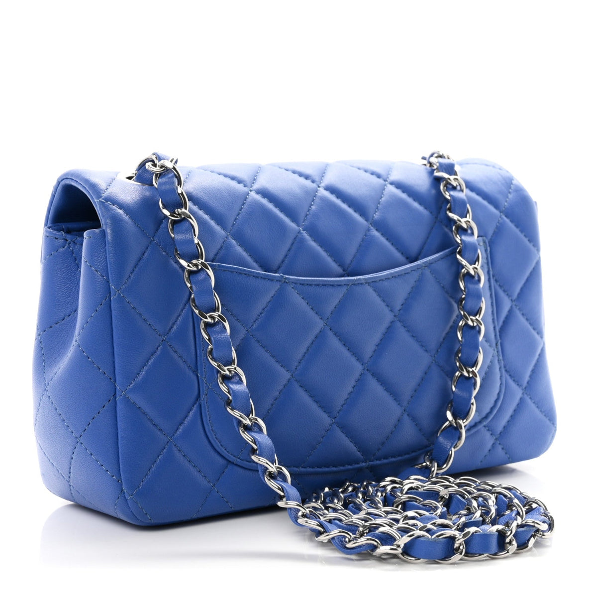 Lambskin Quilted Mini Rectangular Flap Blue