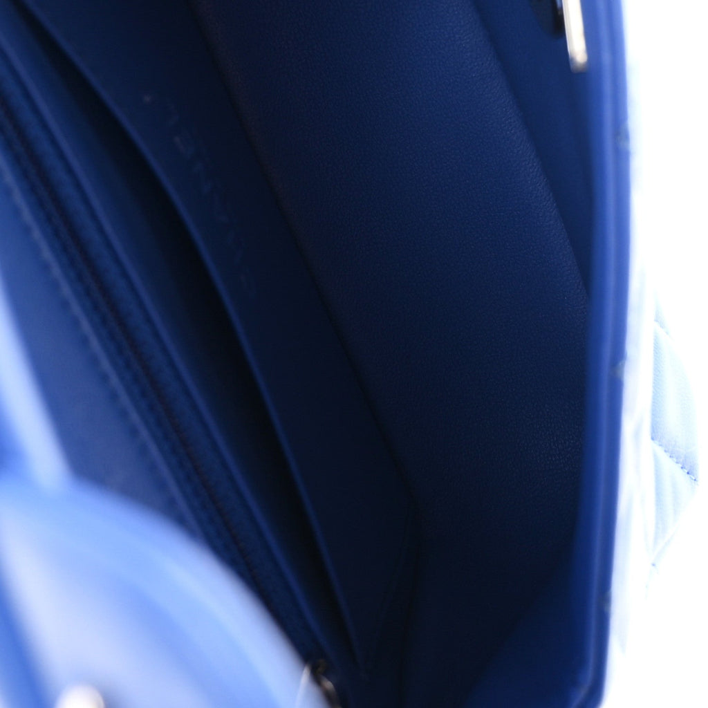 Lambskin Quilted Mini Rectangular Flap Blue