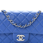 Lambskin Quilted Mini Rectangular Flap Blue