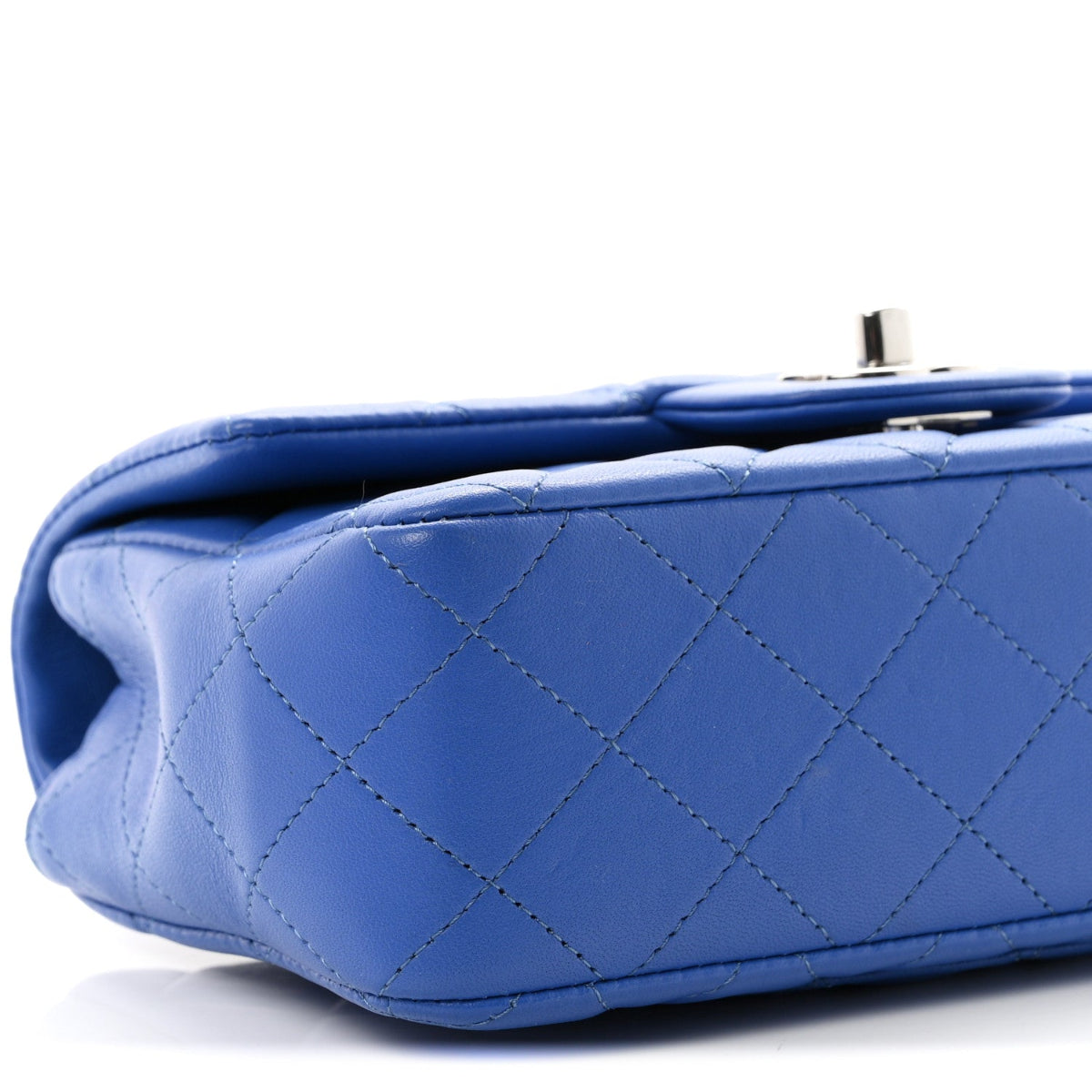Lambskin Quilted Mini Rectangular Flap Blue