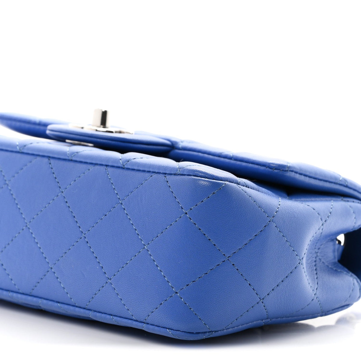 Lambskin Quilted Mini Rectangular Flap Blue
