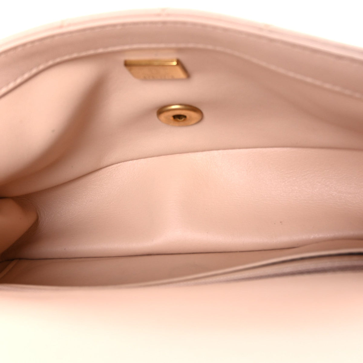 Lambskin Quilted Mini Rectangular Pearl Crush Flap Beige