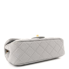 Lambskin Quilted Mini Rectangular Pearl Crush Flap Grey
