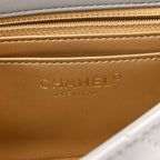 Lambskin Quilted Mini Rectangular Pearl Crush Flap Grey