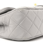 Lambskin Quilted Mini Rectangular Pearl Crush Flap Grey
